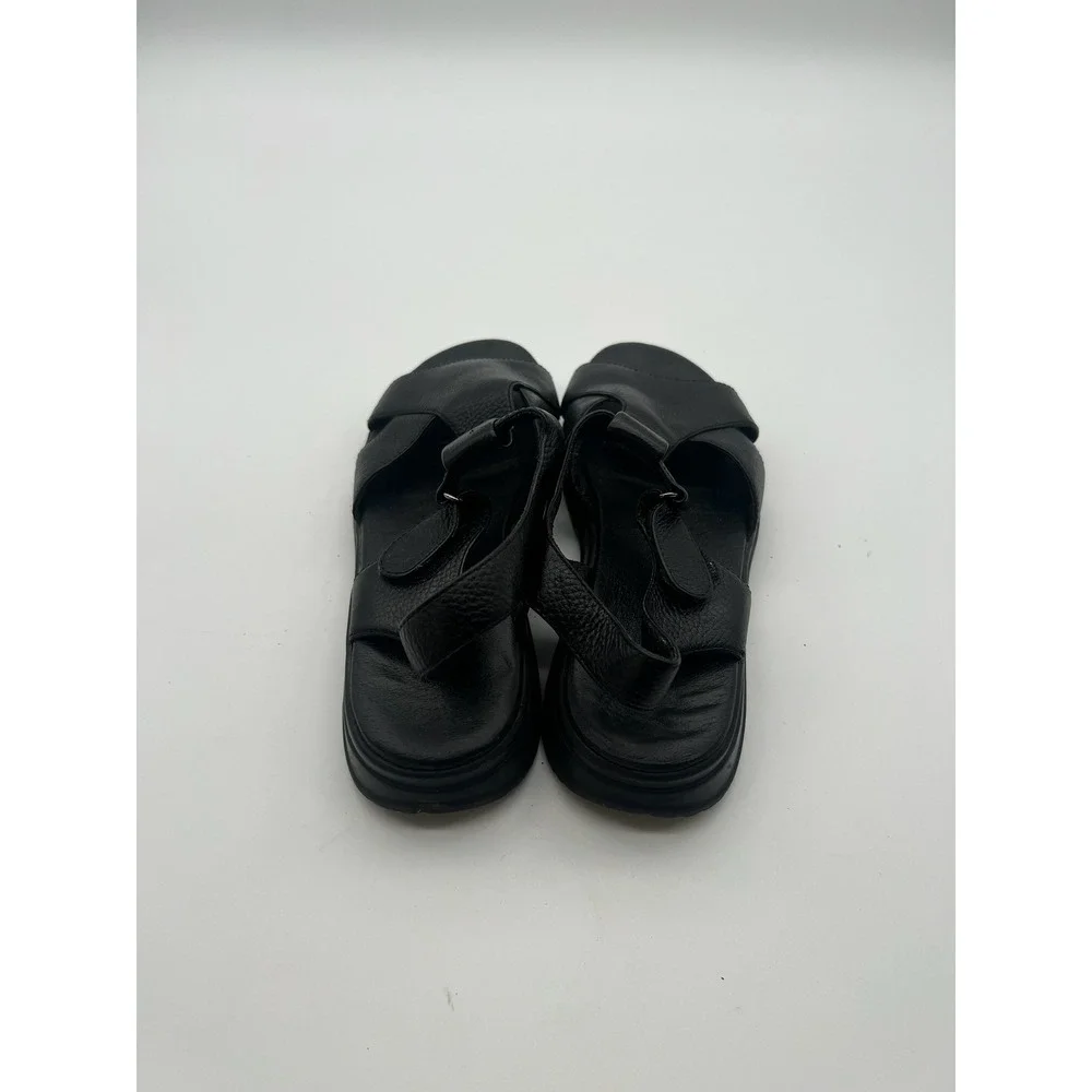Easy Spirit I-Varsity Black Leather Slingback Comfort Sandals Womens 7.5 M